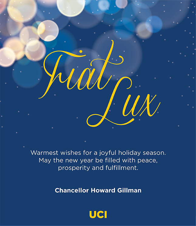 Warmest wishes for a joyful holiday season. May the new year be filled with peace, prosperity and fulfillment. Chancellor Howard Gillman.