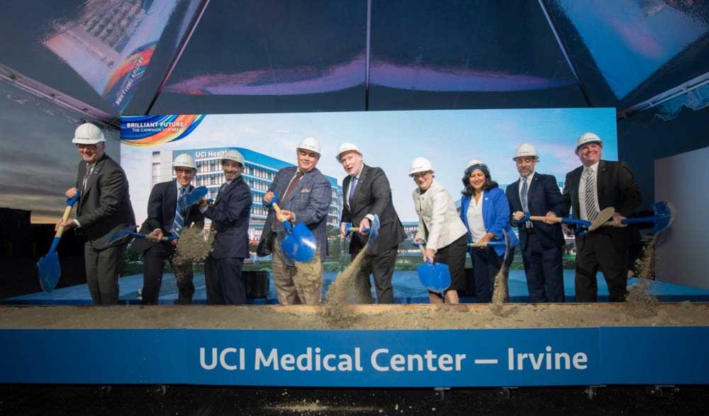 Campus and community leaders gather for groundbreaking. Steve Zylius/UCI